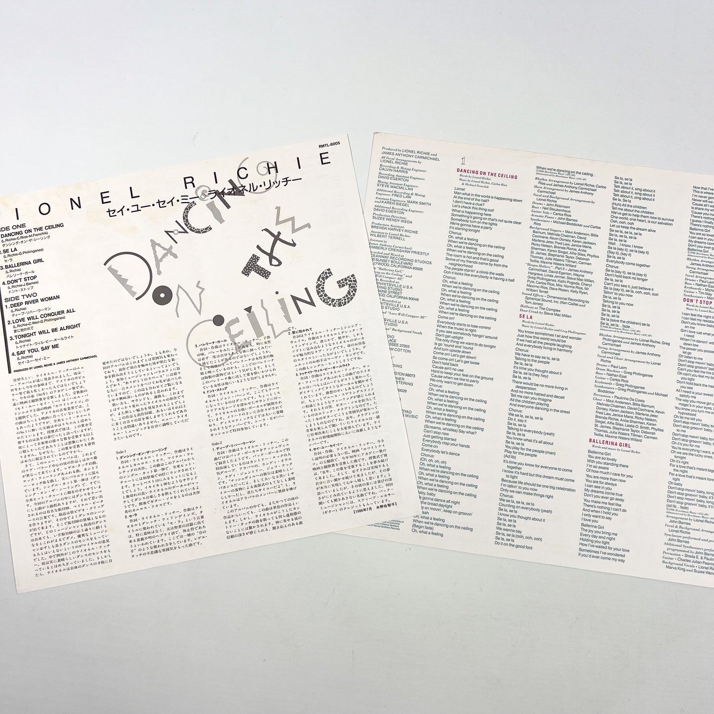 LIONEL RICHIE – Dancing On The Ceiling 1re édition japonaise - Motown RMTL-8005 1986