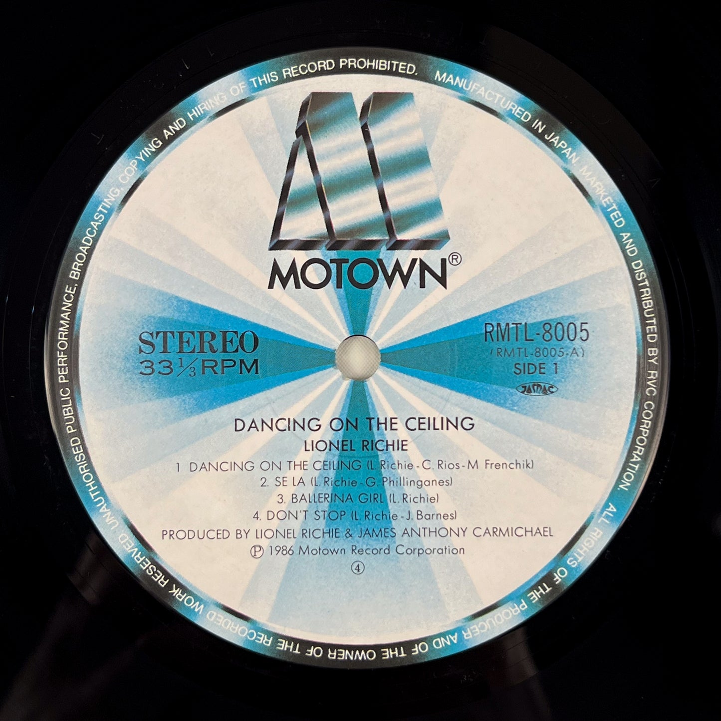 LIONEL RICHIE – Dancing On The Ceiling 1re édition japonaise - Motown RMTL-8005 1986
