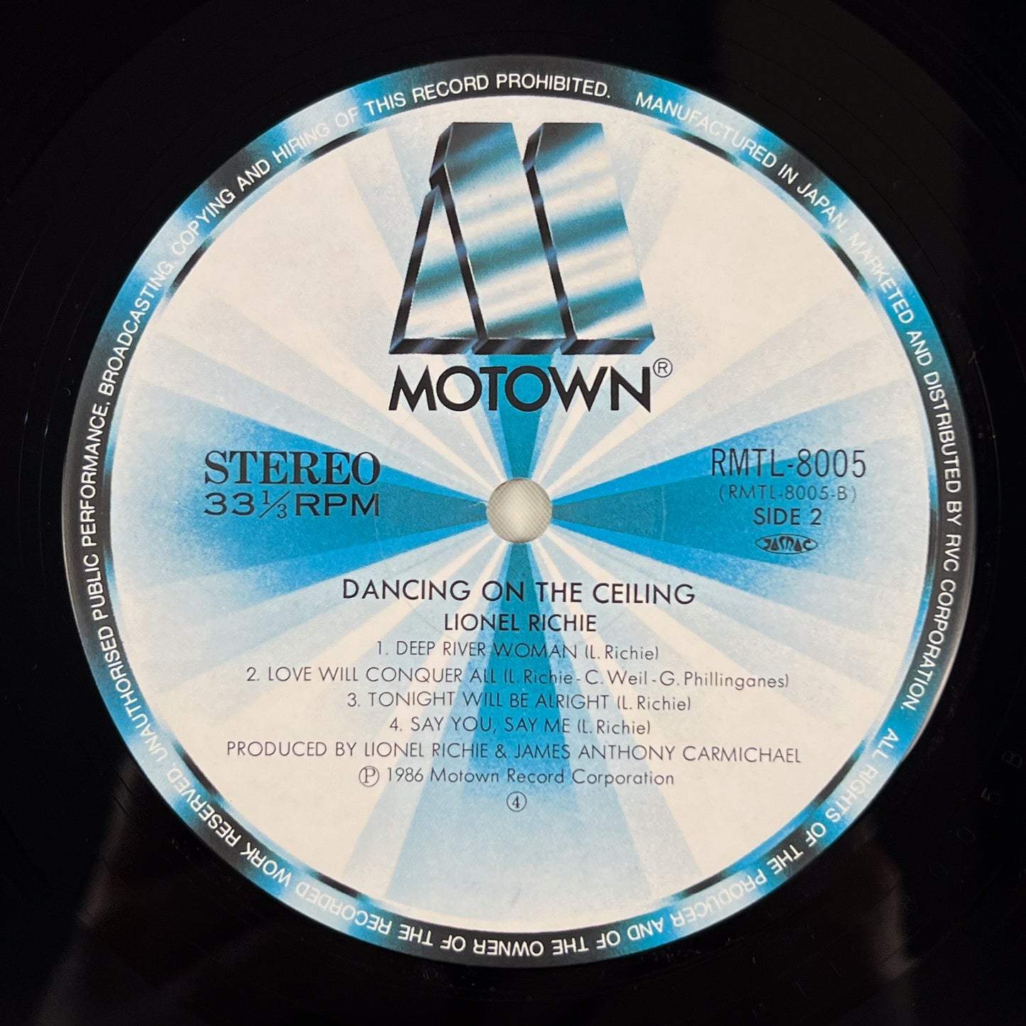 LIONEL RICHIE – Dancing On The Ceiling 1re édition japonaise - Motown RMTL-8005 1986