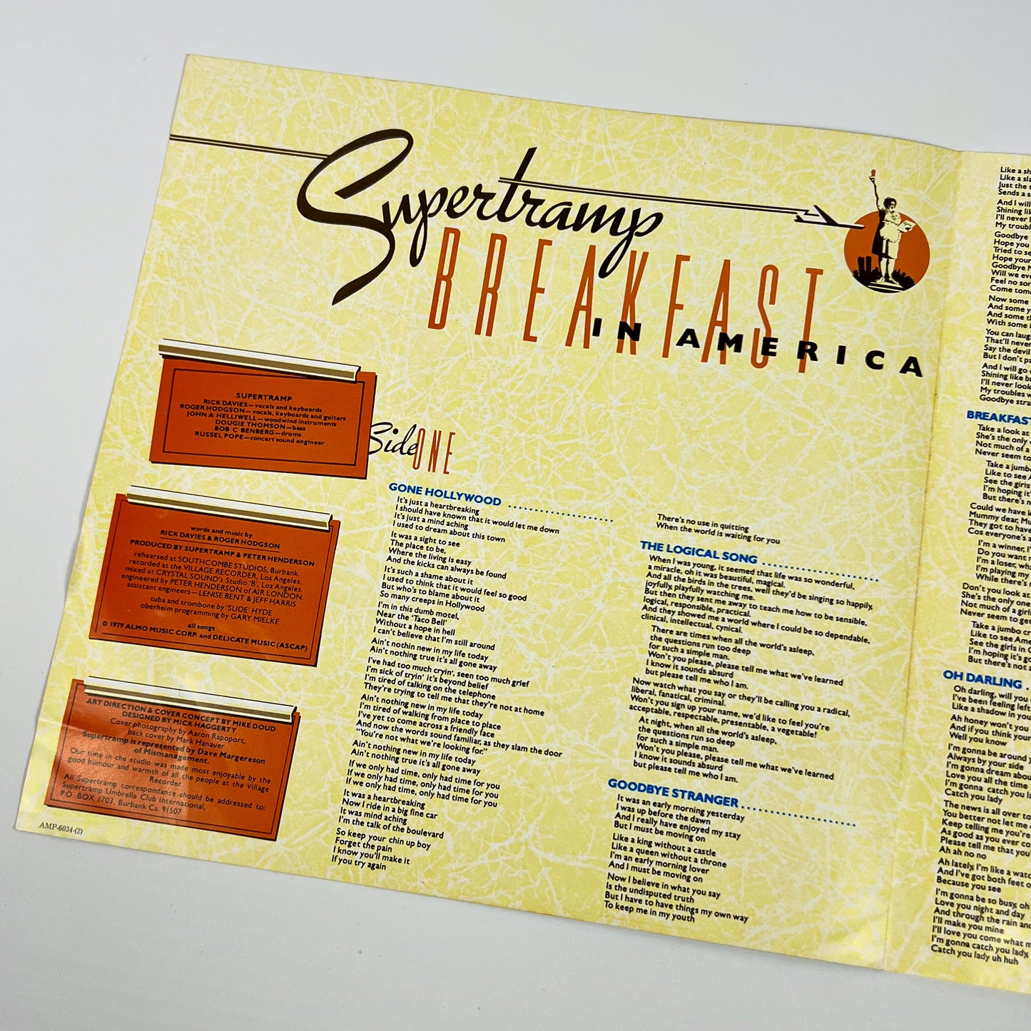 SUPERTRAMP – Breakfast in America 1ª Edizione Giapponese  – A&M AMP-6034 1979 RARO OBI BIANCO