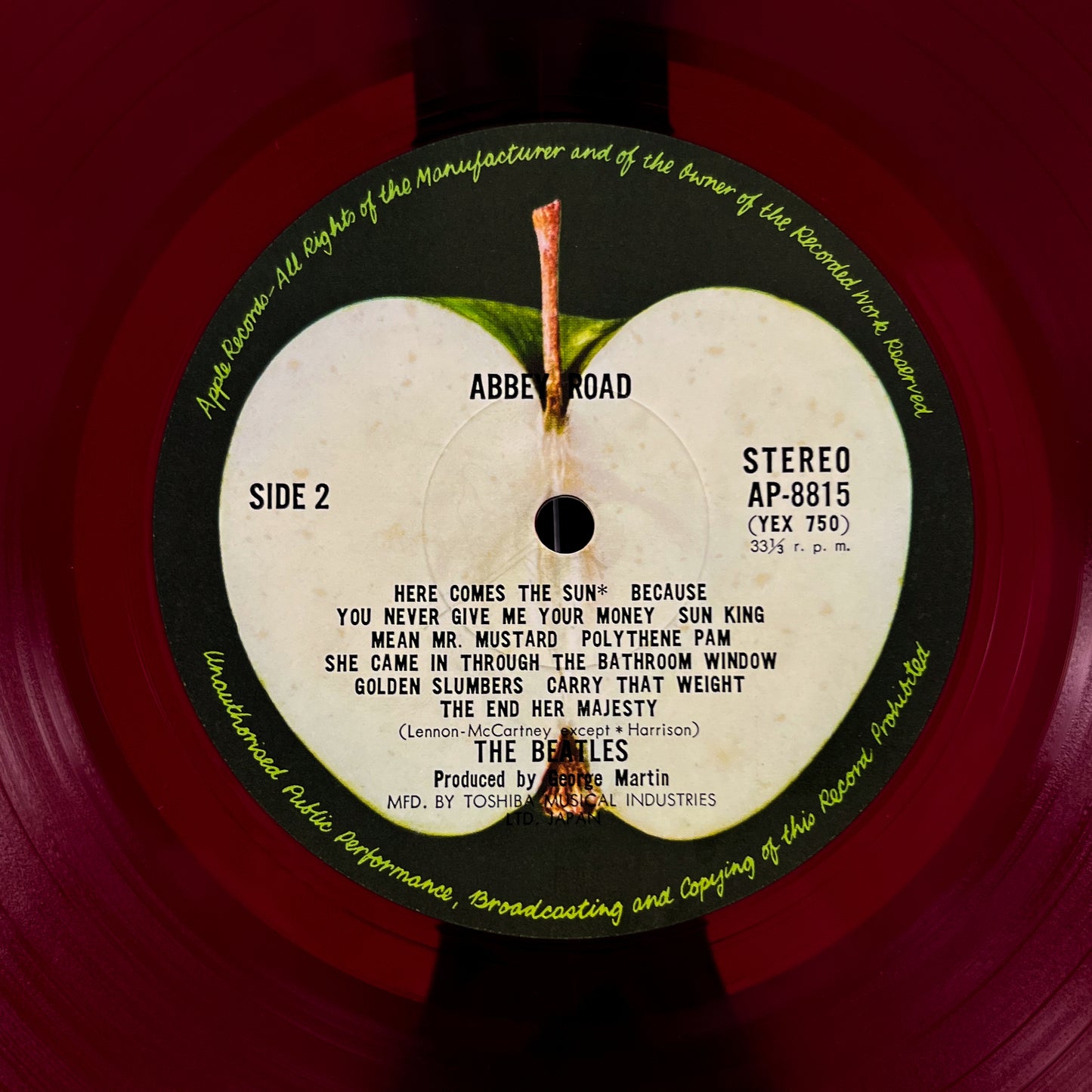 THE BEATLES – Abbey Road - 1ª Edizione Giapponese Apple AP-8815 1969 ROSSO + ERRORE DI STAMPA