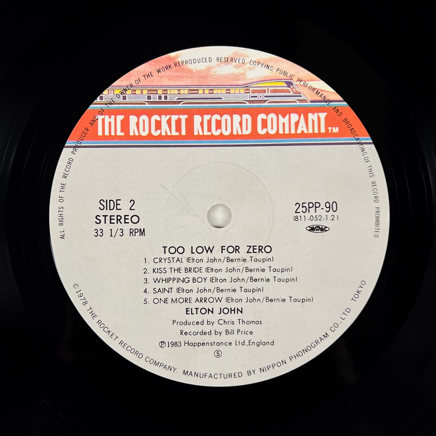 ELTON JOHN – Too Low For Zero 1ª Edizione Giapponese - Rocket Record Company 25PP-90 1983