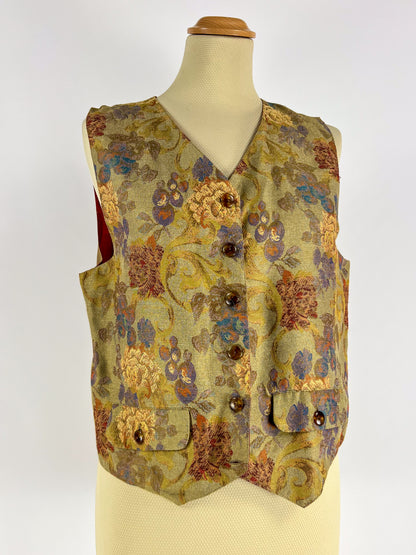 Gilet Allison jacquard floreale anni '70