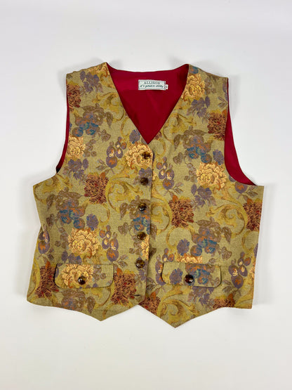 Gilet Allison jacquard floreale anni '70