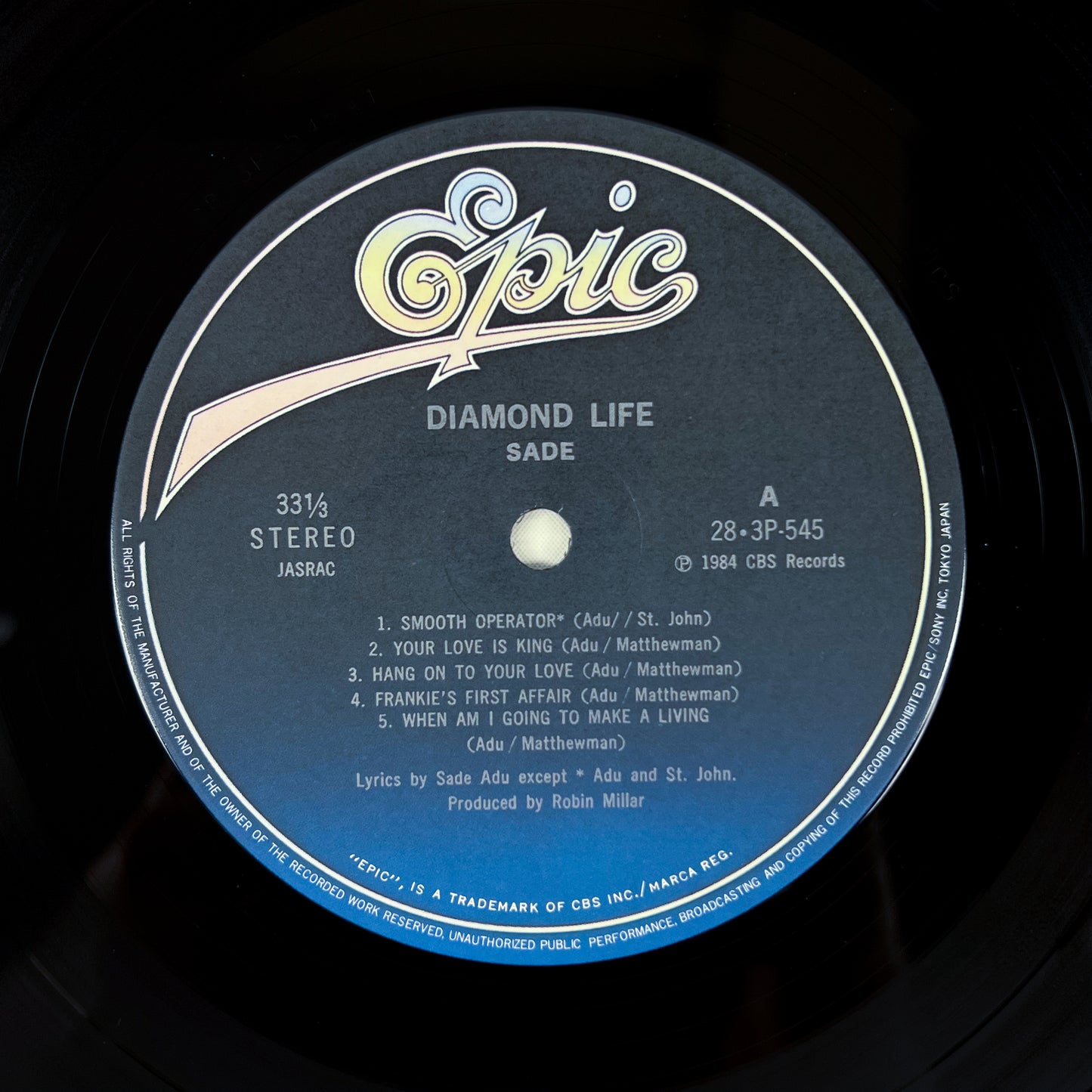 SADE – Diamond Life 1ª Edizione Giapponese Giapponese - Epic/Sony 28·3P-545 1984 SHRINK