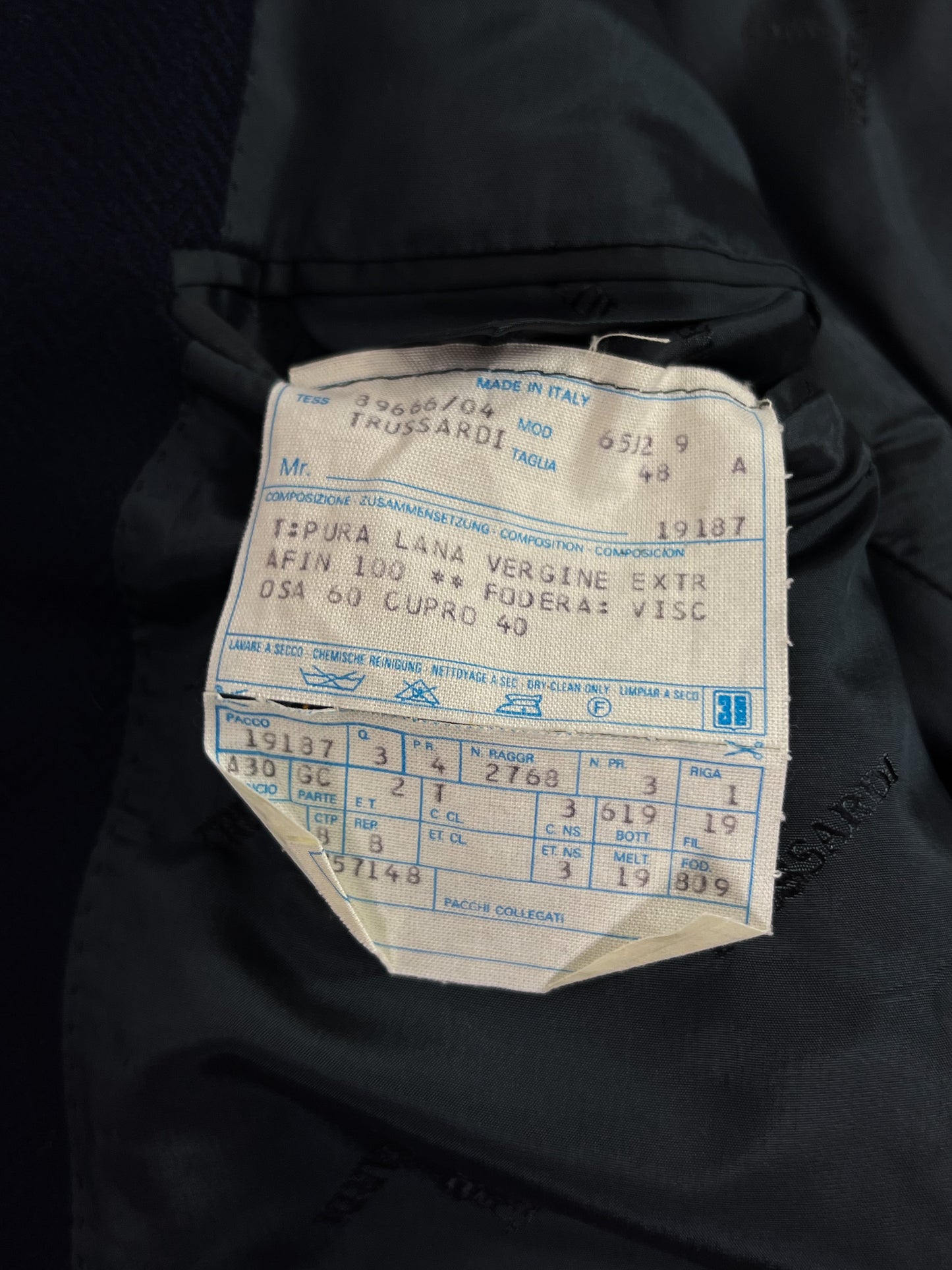 Giacca Trussardi Herringbone in Lana Extra Fine 100s