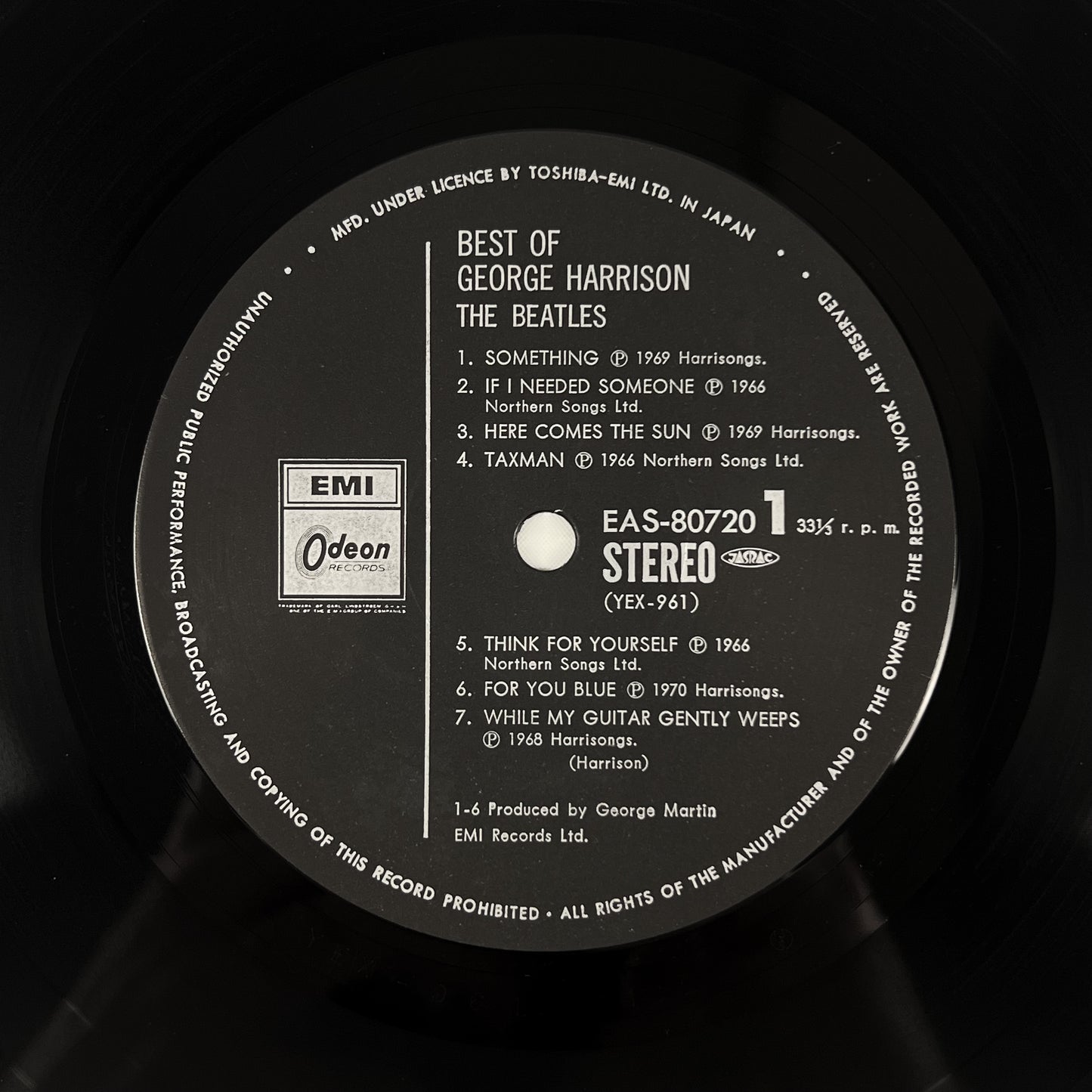 GEORGE HARRISON – The Best Of George Harrison Prima Stampa Giapponese EAS-80720 1977 OBI