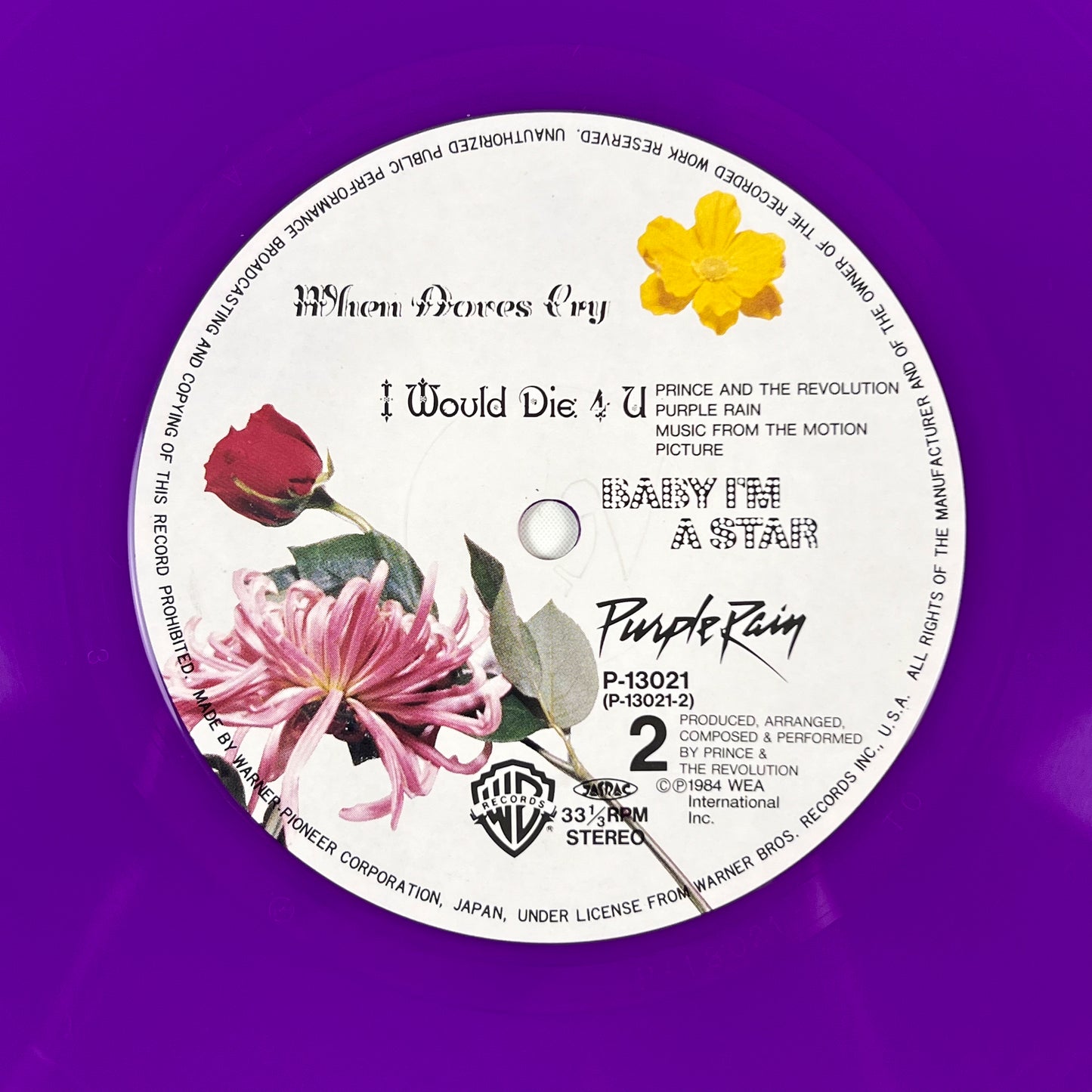 PRINCE AND THE REVOLUTION – Purple Rain Prima Stampa Giapponese P-13021 1984 OBI Purple Vinyl Poster