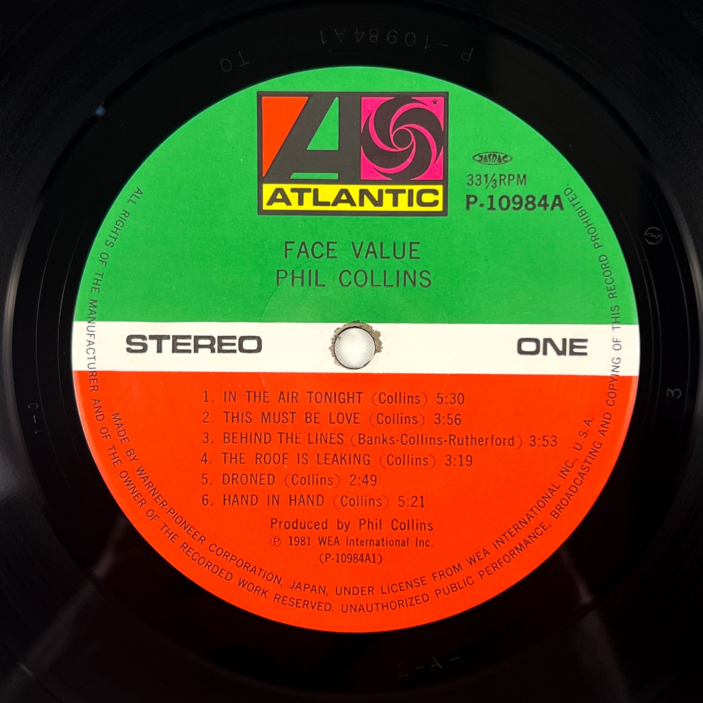 PHIL COLLINS – Face Value Prima Stampa Giapponese P-10984A 1981 OBI