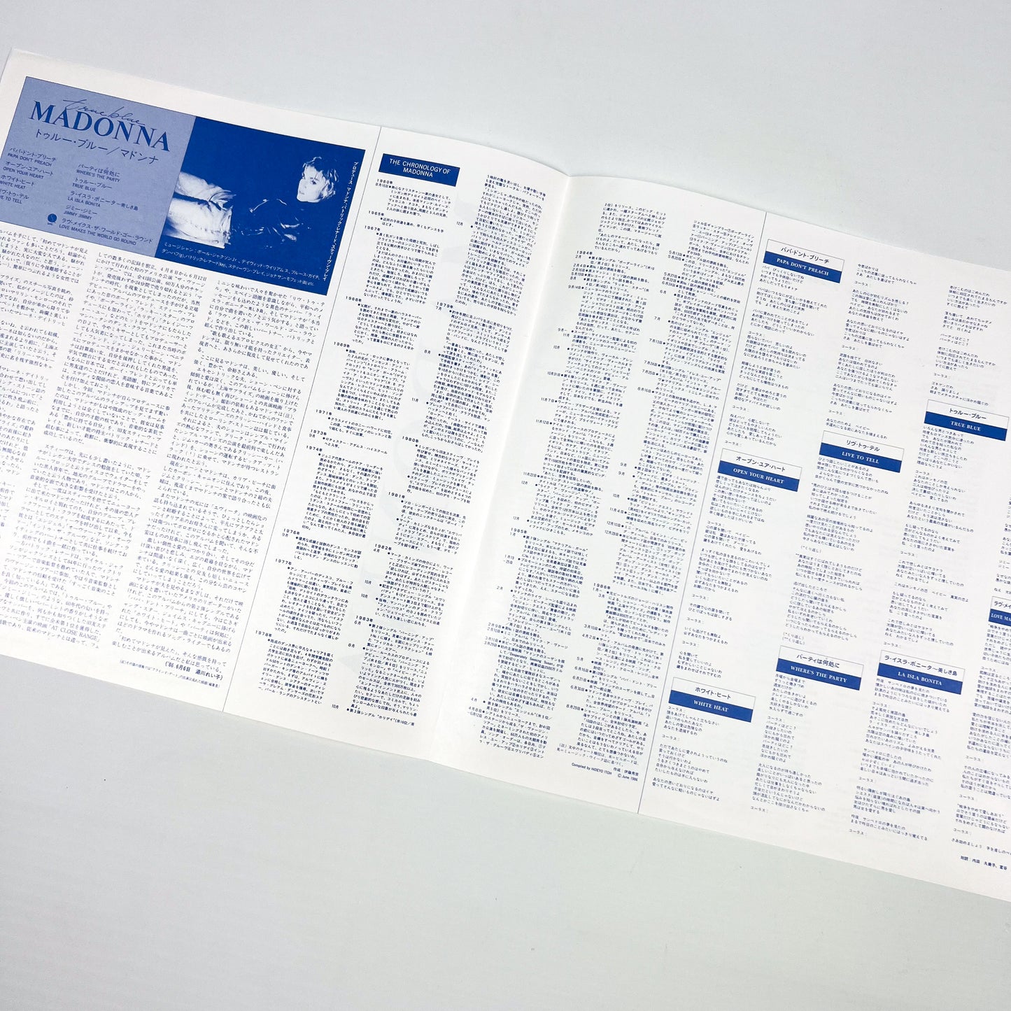 MADONNA – True Blue Prima Stampa Giapponese P-13310 1986 OBI POSTER