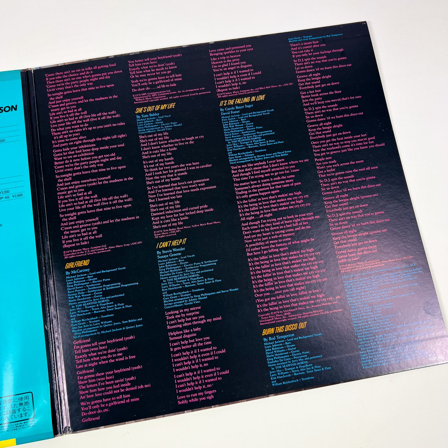 MICHAEL JACKSON – Off The Wall Prima Stampa Giapponese 25-3P-149 1979 OBI GATEFOLD