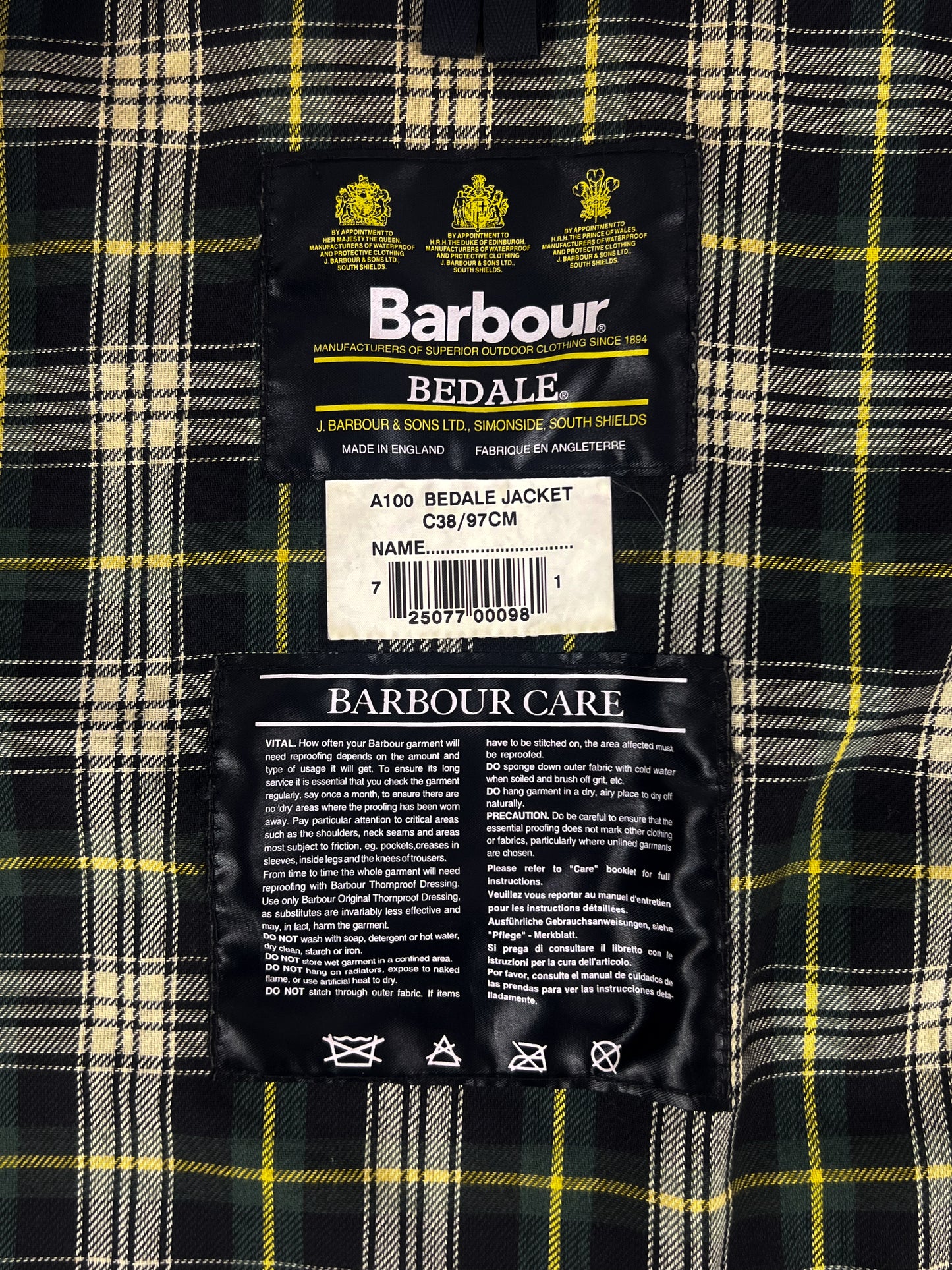 Barbour Bedale 1997 C38 (S/M)